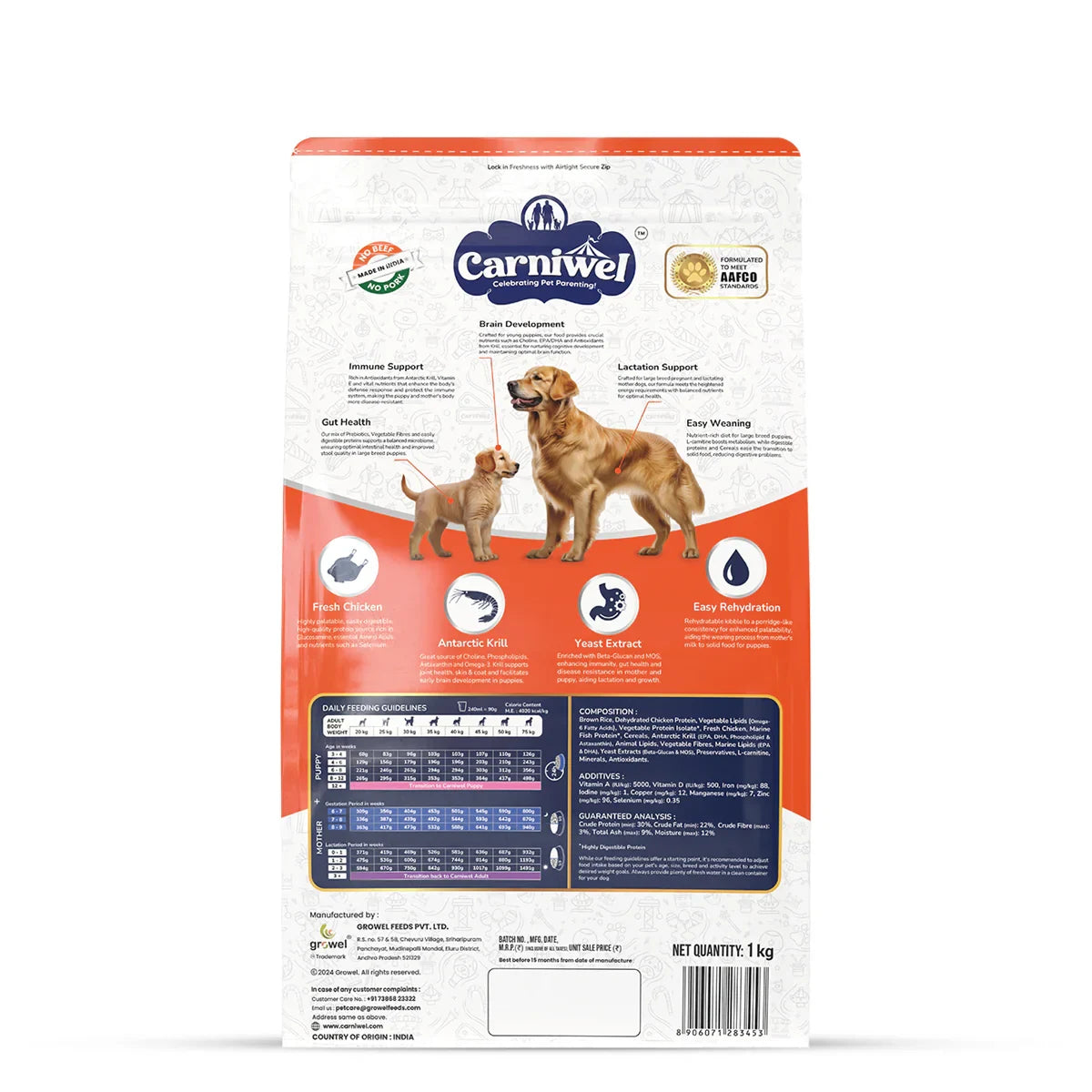 Carniwel Fresh Chicken Dry Dog Food for Large Breed, Starter - Zigly