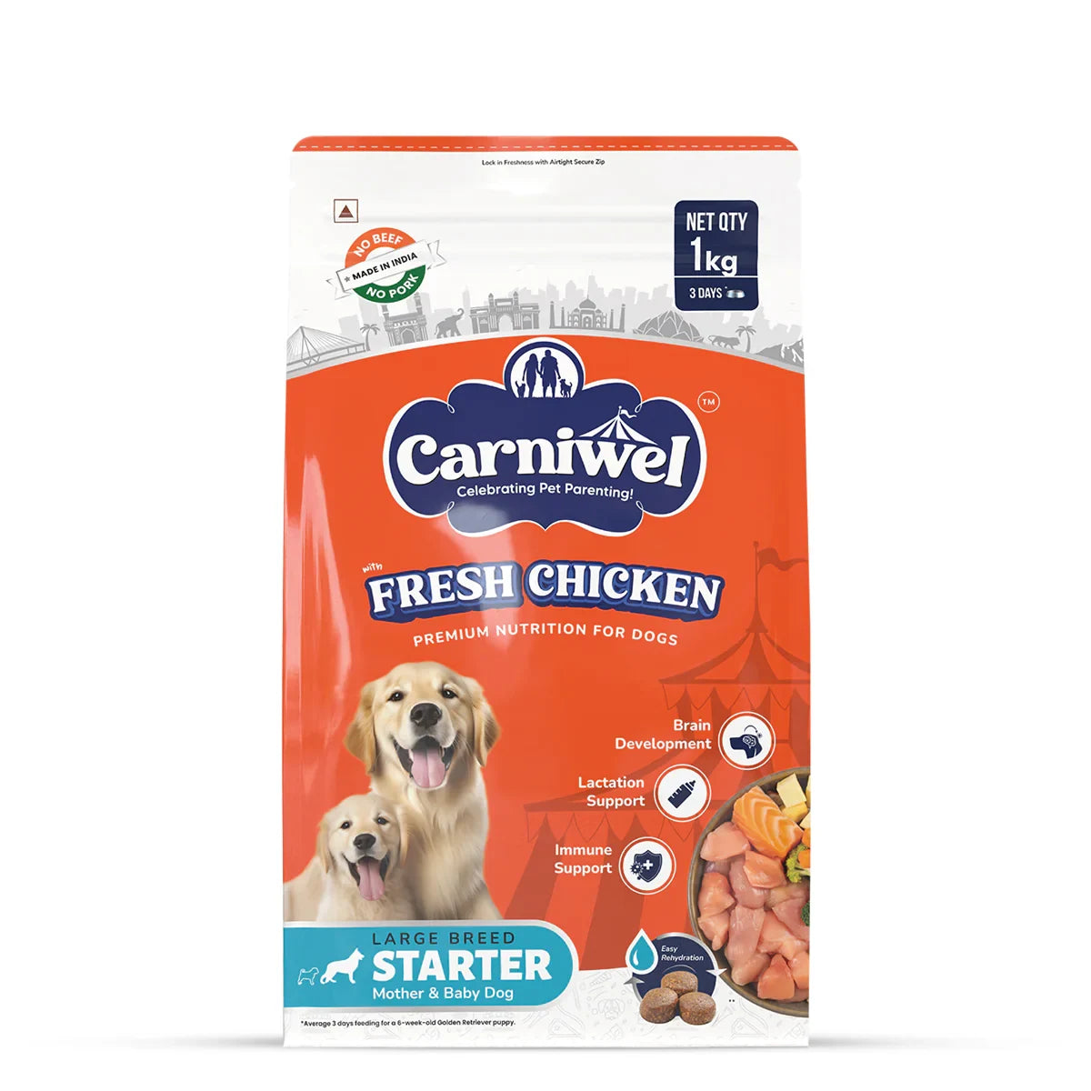 Carniwel Fresh Chicken Dry Dog Food for Large Breed, Starter - Zigly