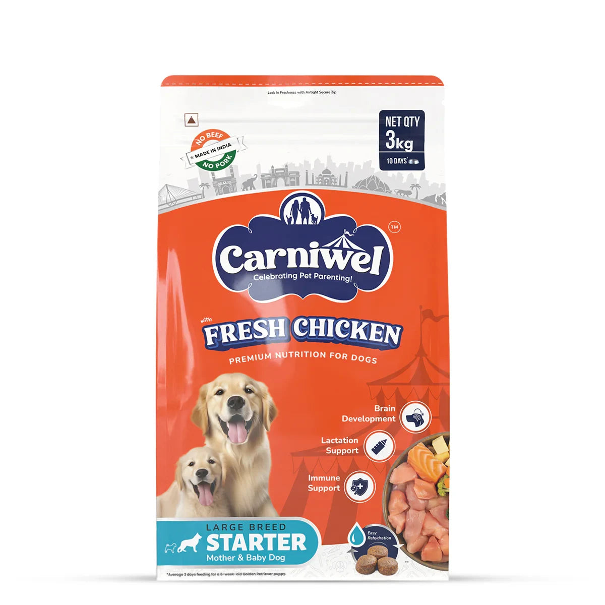 Carniwel Fresh Chicken Dry Dog Food for Large Breed, Starter - Zigly