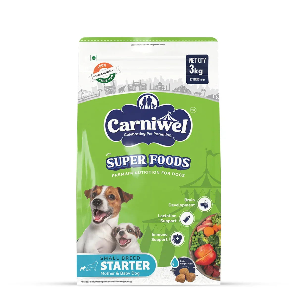 Carniwel Veg with Superfoods Dry Dog Food for Small Breed, Starter - Zigly