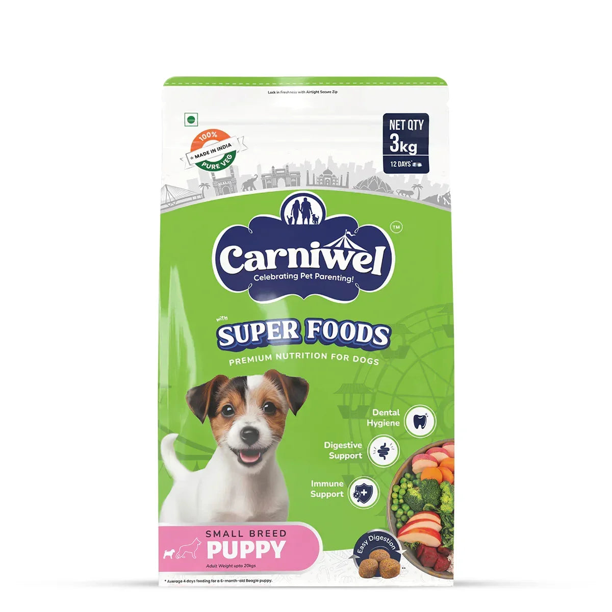 Carniwel Veg with Superfoods Dry Dog Food for Small Breed, Puppy - Zigly
