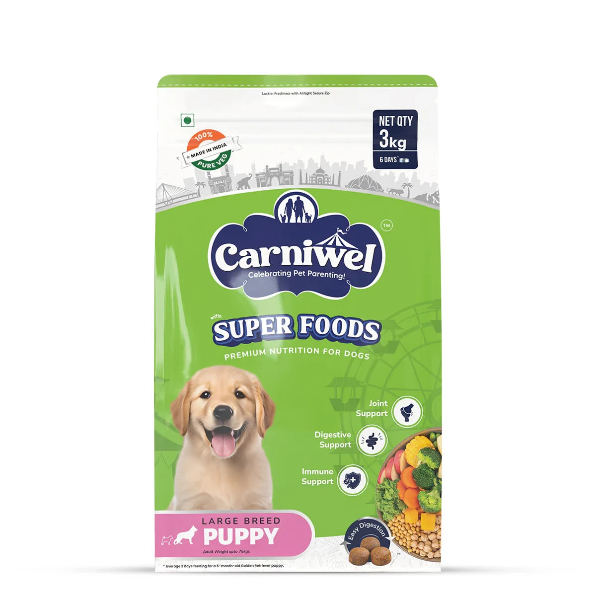 Carniwel Veg with Superfoods Dry Dog Food for Large Breed, Puppy - Zigly