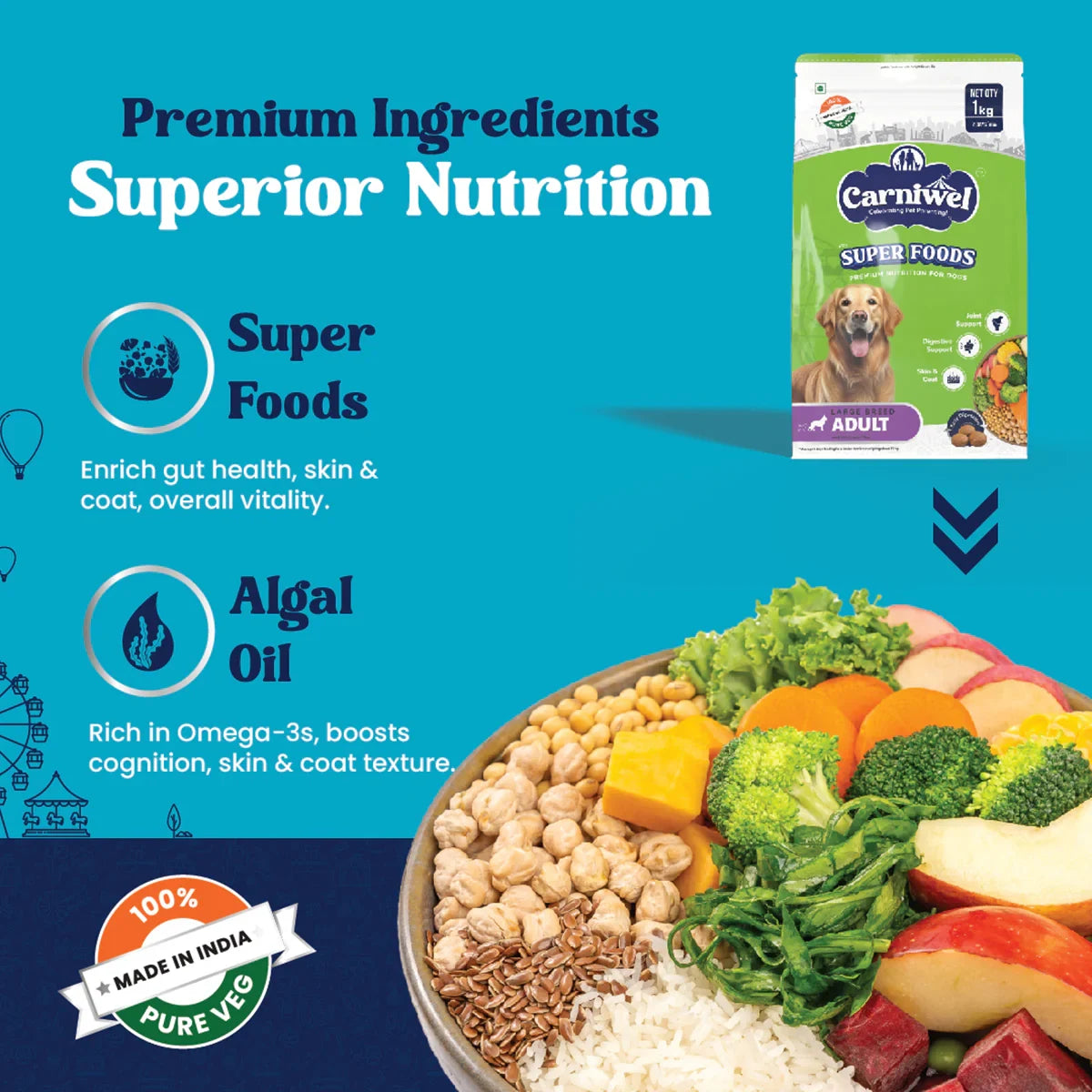 Carniwel Veg with Superfoods Dry Dog Food for Large Breed, Adult - Zigly