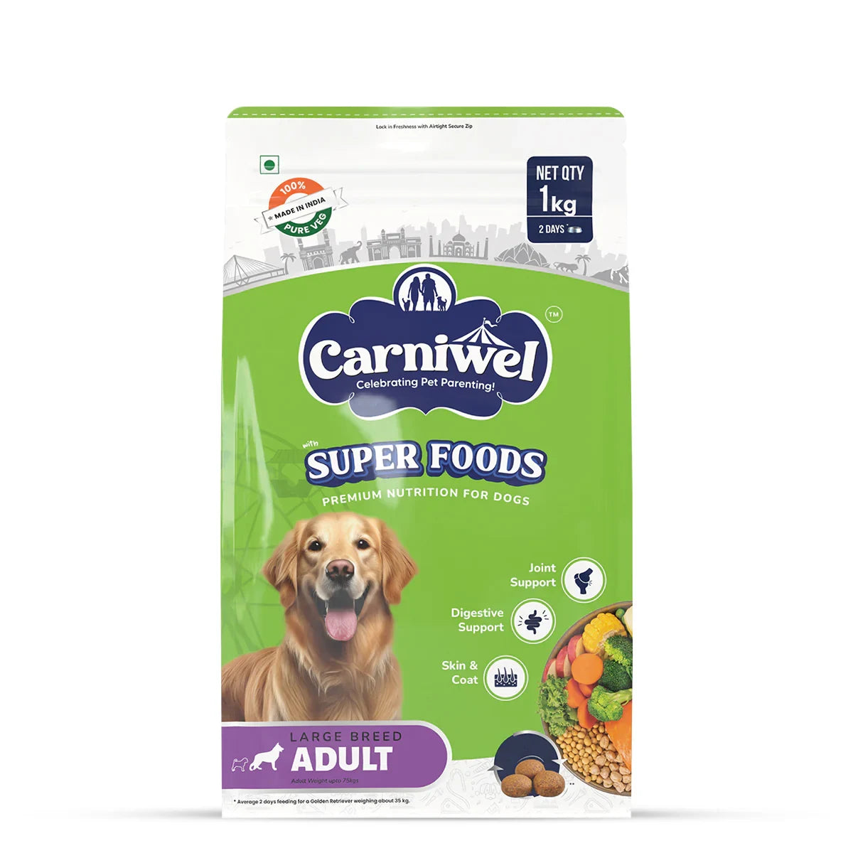 Carniwel Veg with Superfoods Dry Dog Food for Large Breed, Adult - Zigly