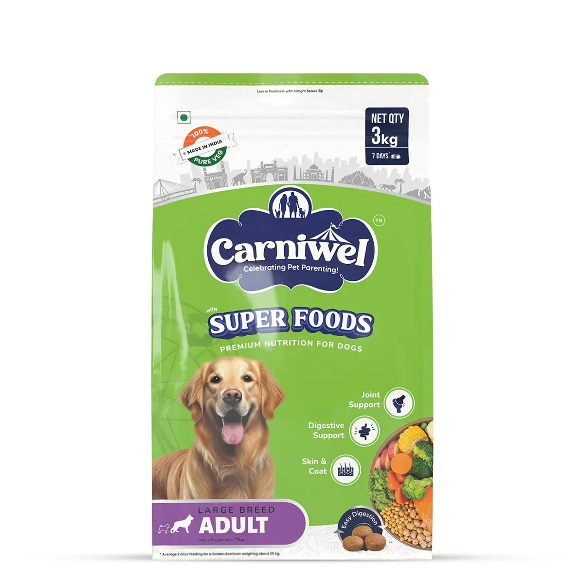 Carniwel Veg with Superfoods Dry Dog Food for Large Breed, Adult - Zigly