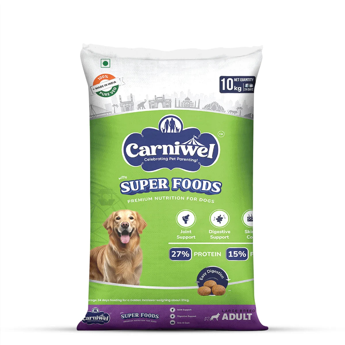 Carniwel Veg with Superfoods Dry Dog Food for Large Breed, Adult - Zigly