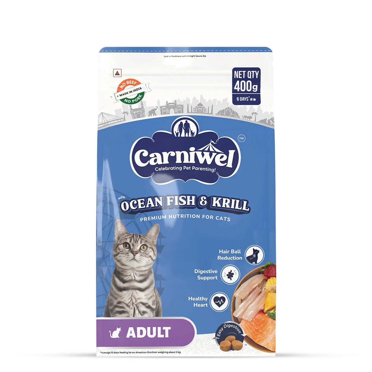 Carniwel Ocean Fish & Krill Dry Cat Food, Adult - Zigly