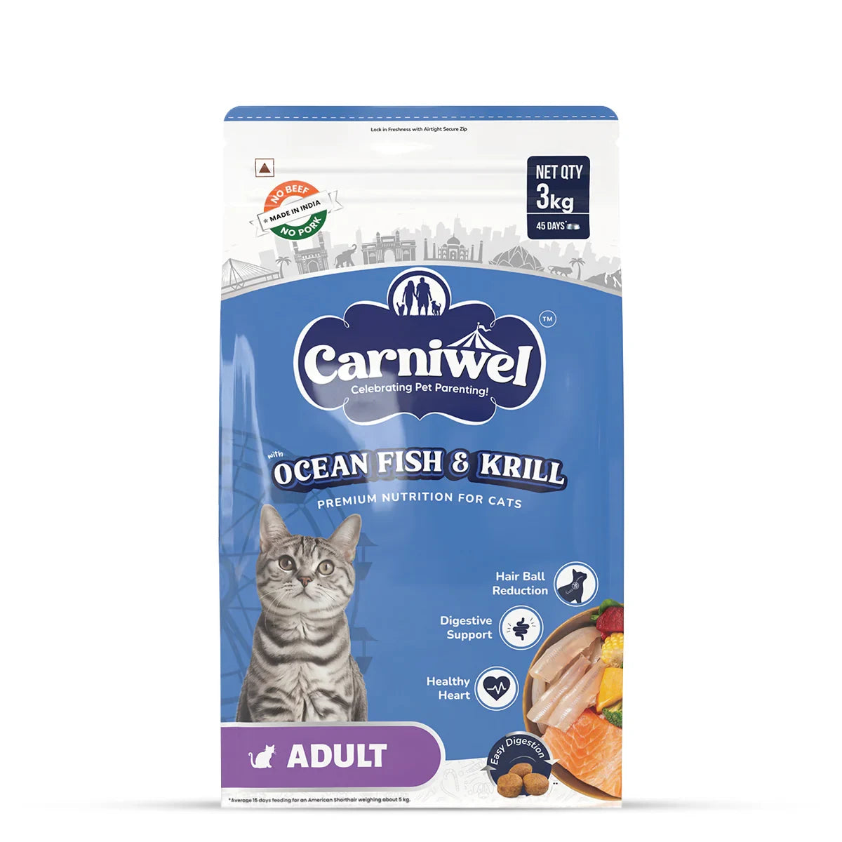 Carniwel Ocean Fish & Krill Dry Cat Food, Adult - Zigly
