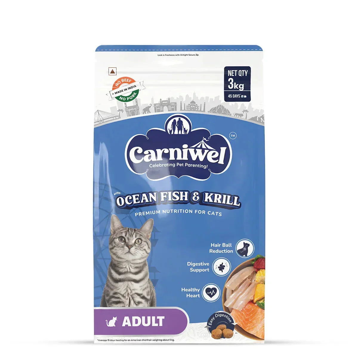 Carniwel Ocean Fish & Krill Dry Cat Food, Adult - Zigly
