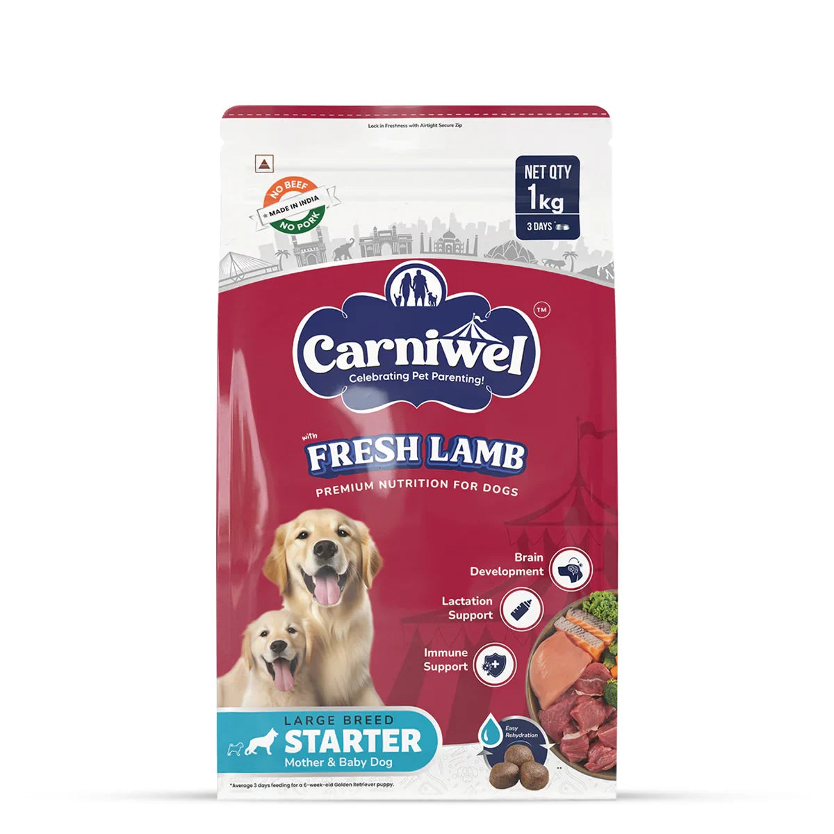 Carniwel Fresh Lamb Dry Dog Food for Large Breed, Starter - Zigly