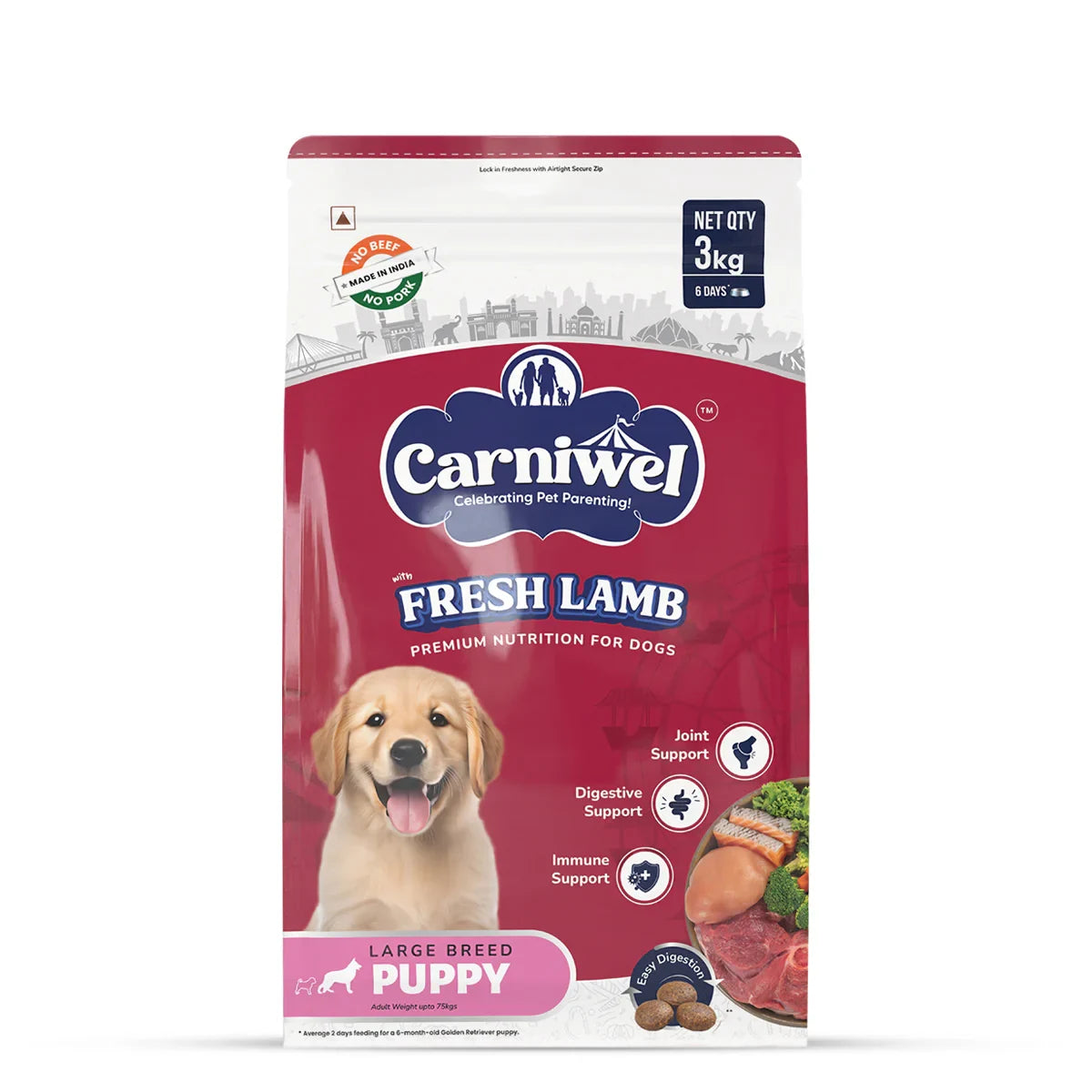 Carniwel Fresh Lamb Dry Dog Food for Large Breed, Puppy - Zigly