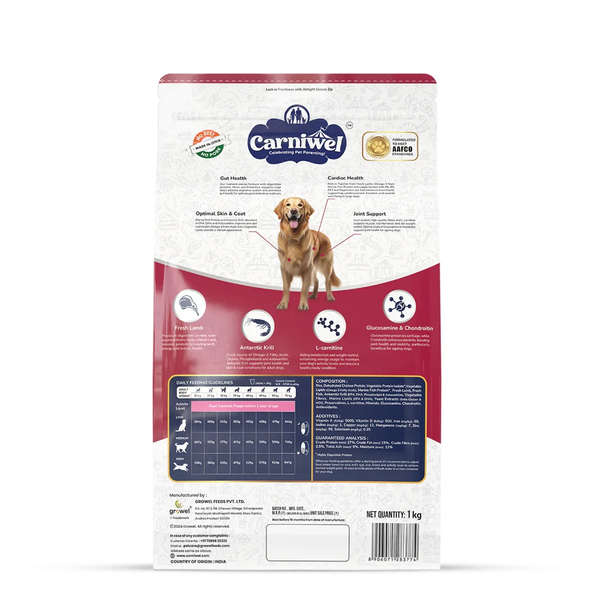 Carniwel Fresh Lamb Dry Dog Food for Large Breed, Adult - Zigly