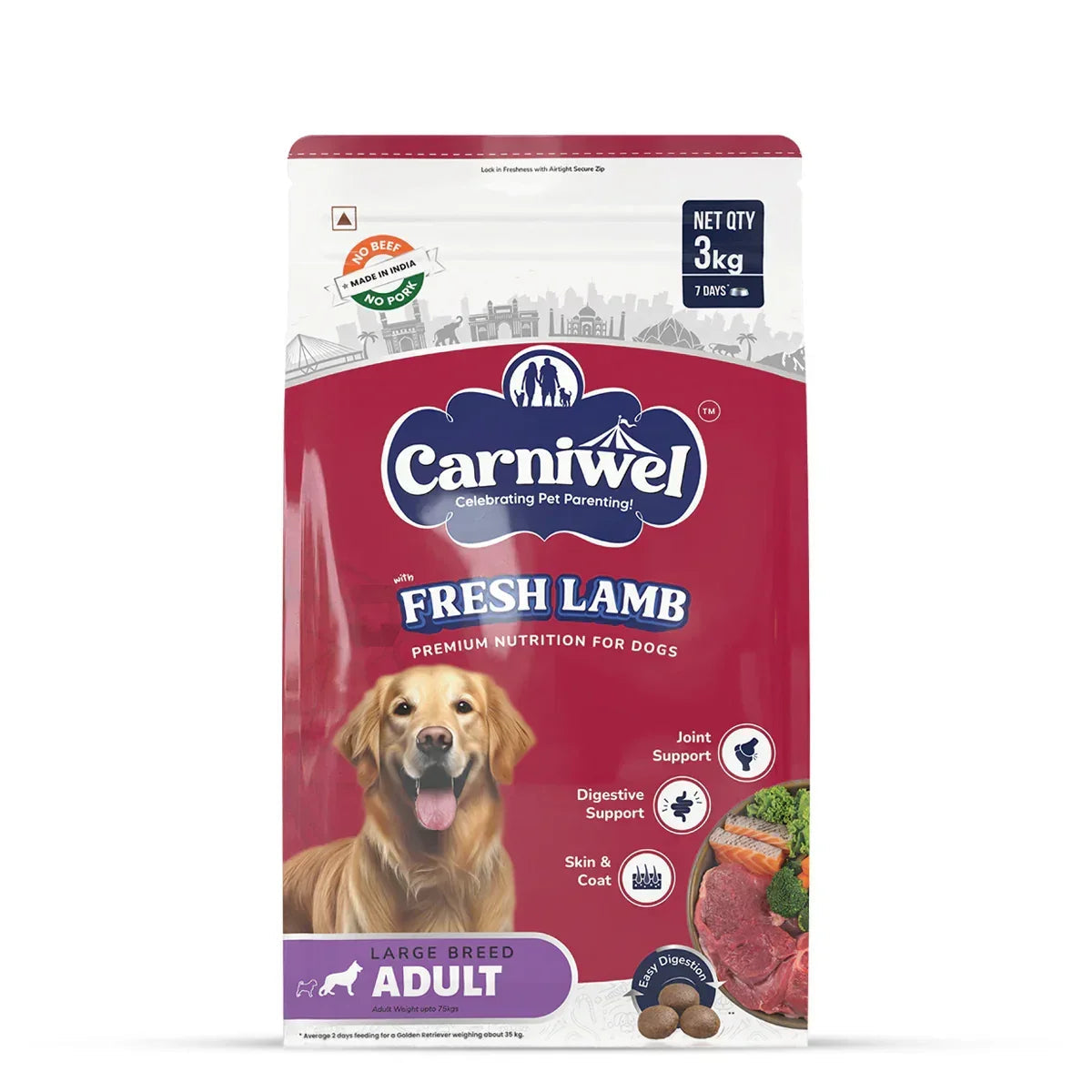 Carniwel Fresh Lamb Dry Dog Food for Large Breed, Adult - Zigly