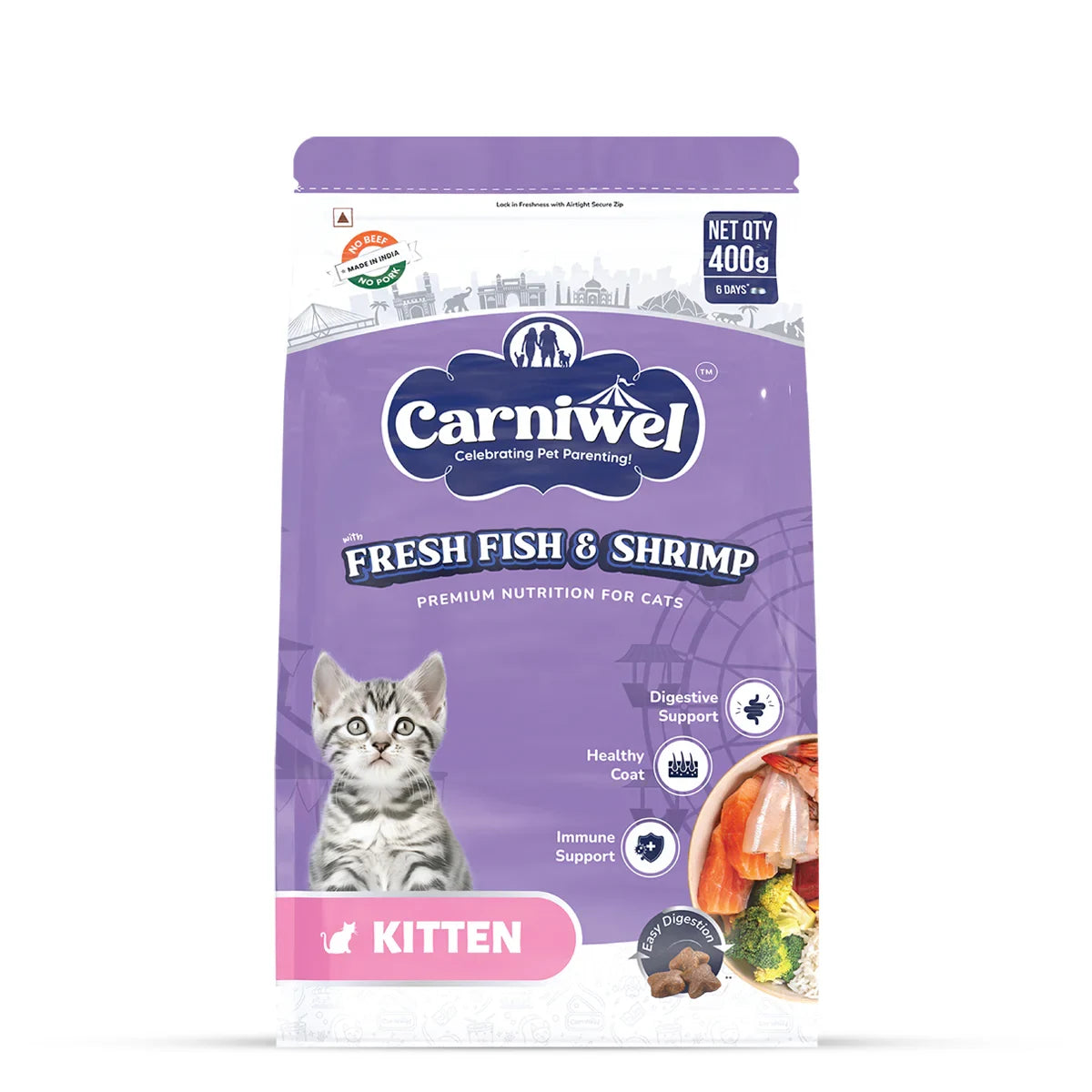 Carniwel Fresh Fish & Shrimp Dry Cat Food, Kitten - Zigly