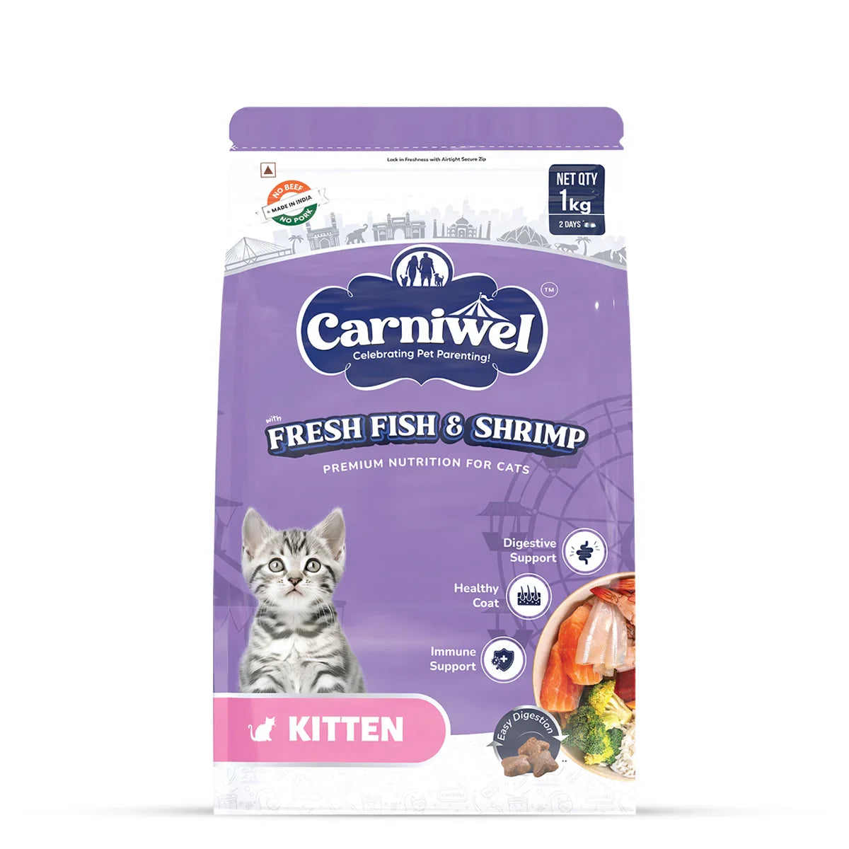 Carniwel Fresh Fish & Shrimp Dry Cat Food, Kitten - Zigly