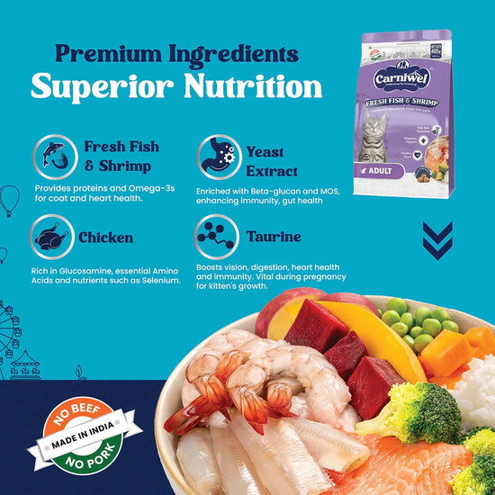 Carniwel Fresh Fish & Shrimp Dry Cat Food, Adult - Zigly