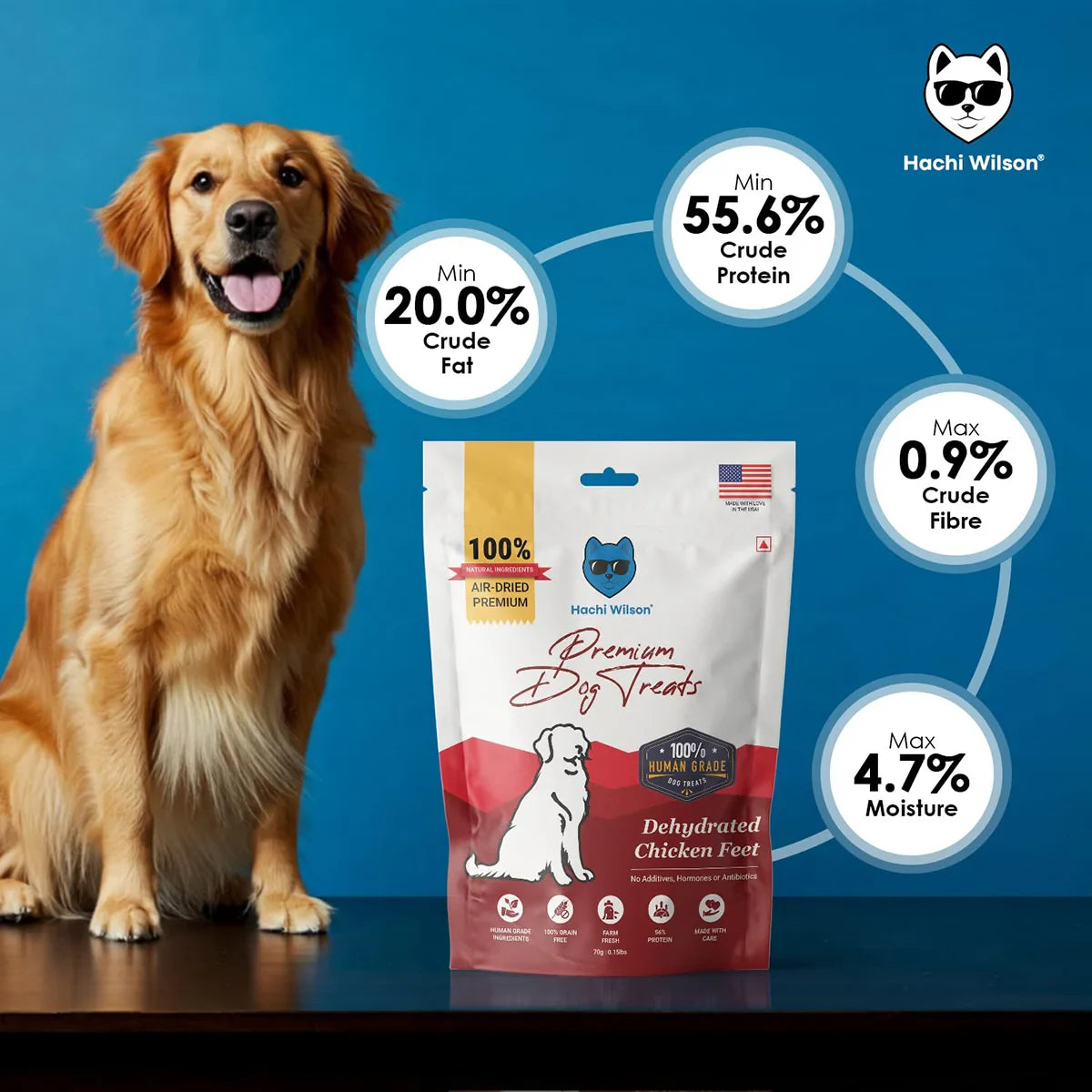 Hachi Wilson Premium Dehydated Chicken Feet Dog Treat - 70g - Zigly