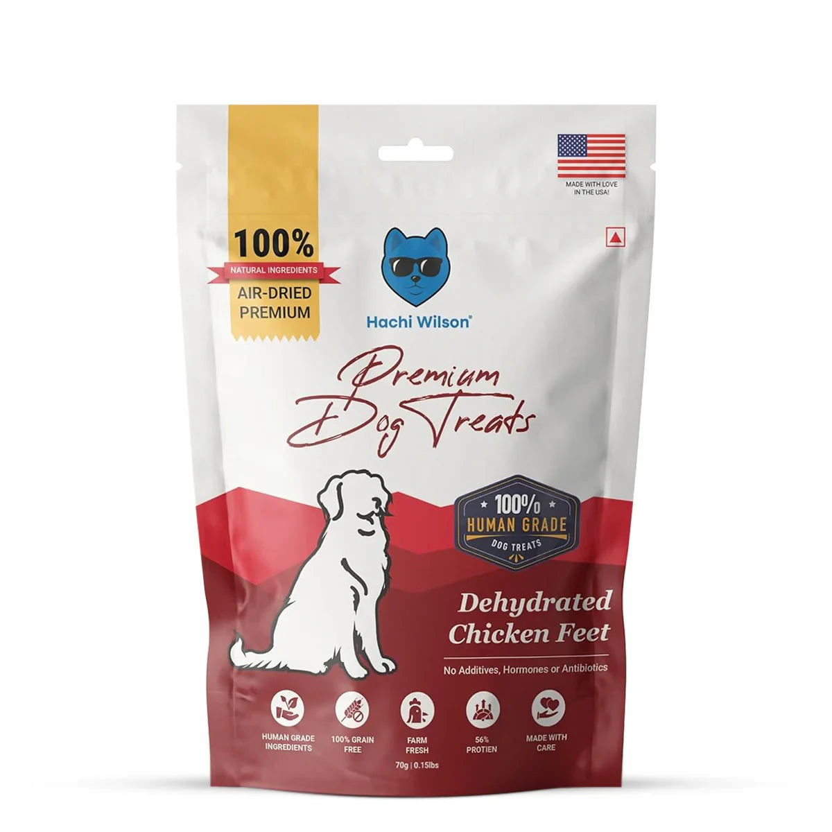 Hachi Wilson Premium Dehydated Chicken Feet Dog Treat - 70g - Zigly