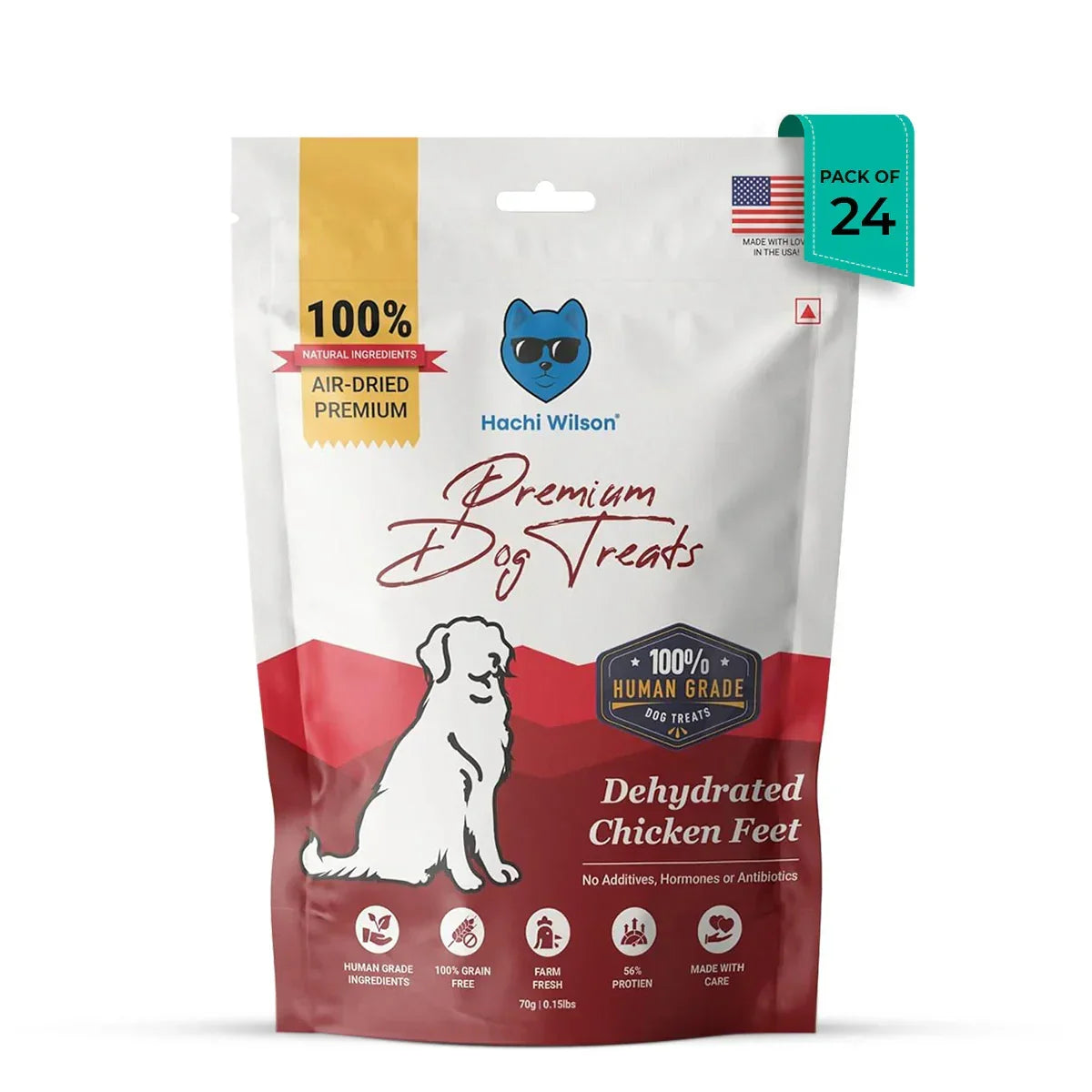 Hachi Wilson premium dog treats pack of 24 dehydrated chicken feet with 100% natural ingredients and zigly