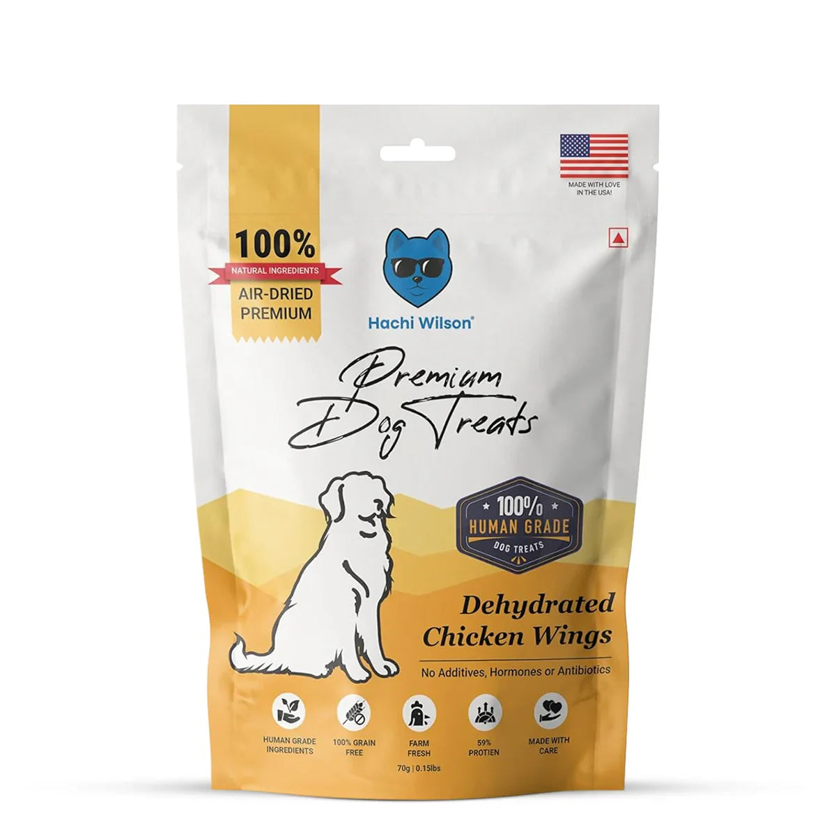 Hachi Wilson Premium Dehydrated Chicken Wings Dog Treat - 70g - Zigly