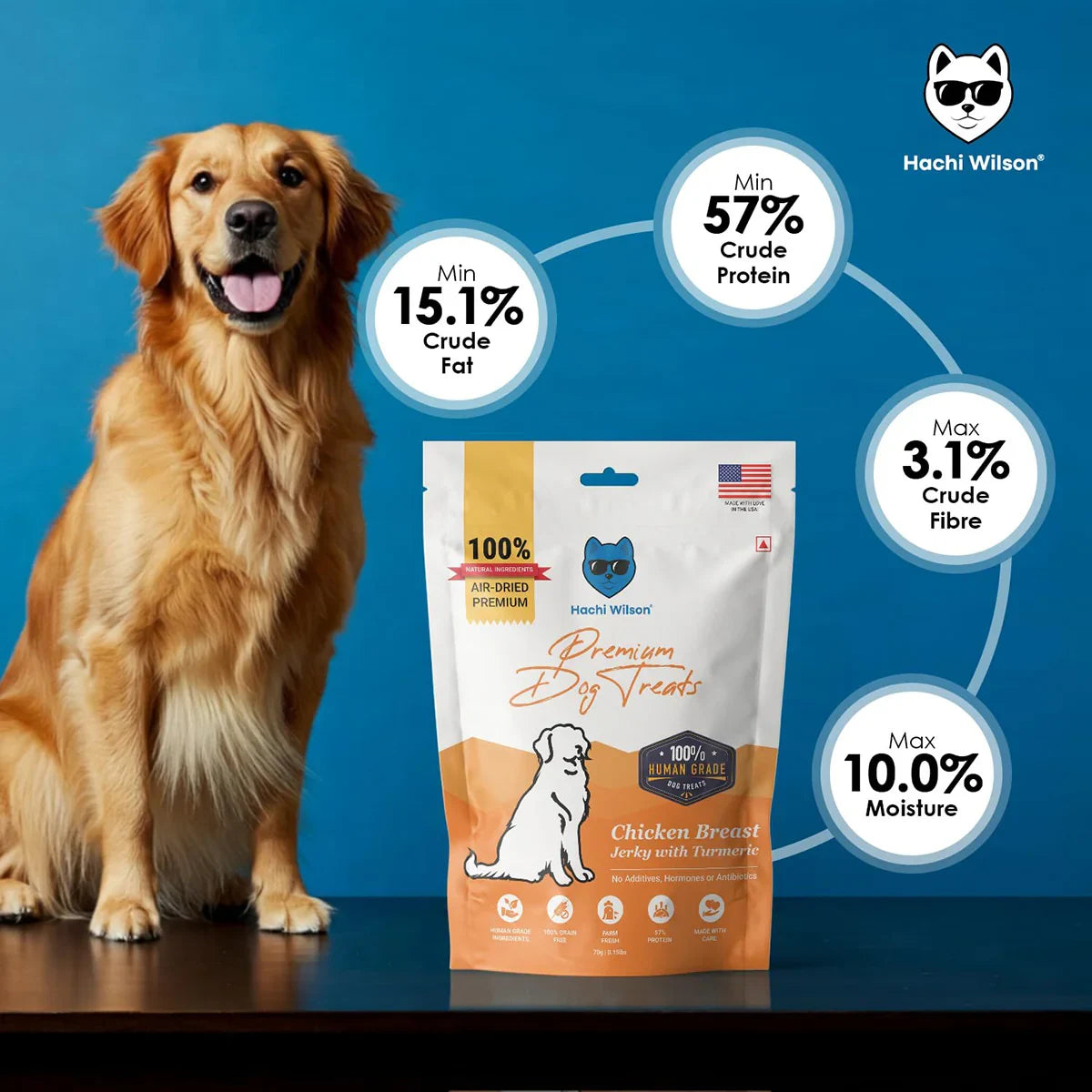 Hachi Wilson Chicken Breast Jerky with Turmeric Premium Dog Treat - 70g - Zigly