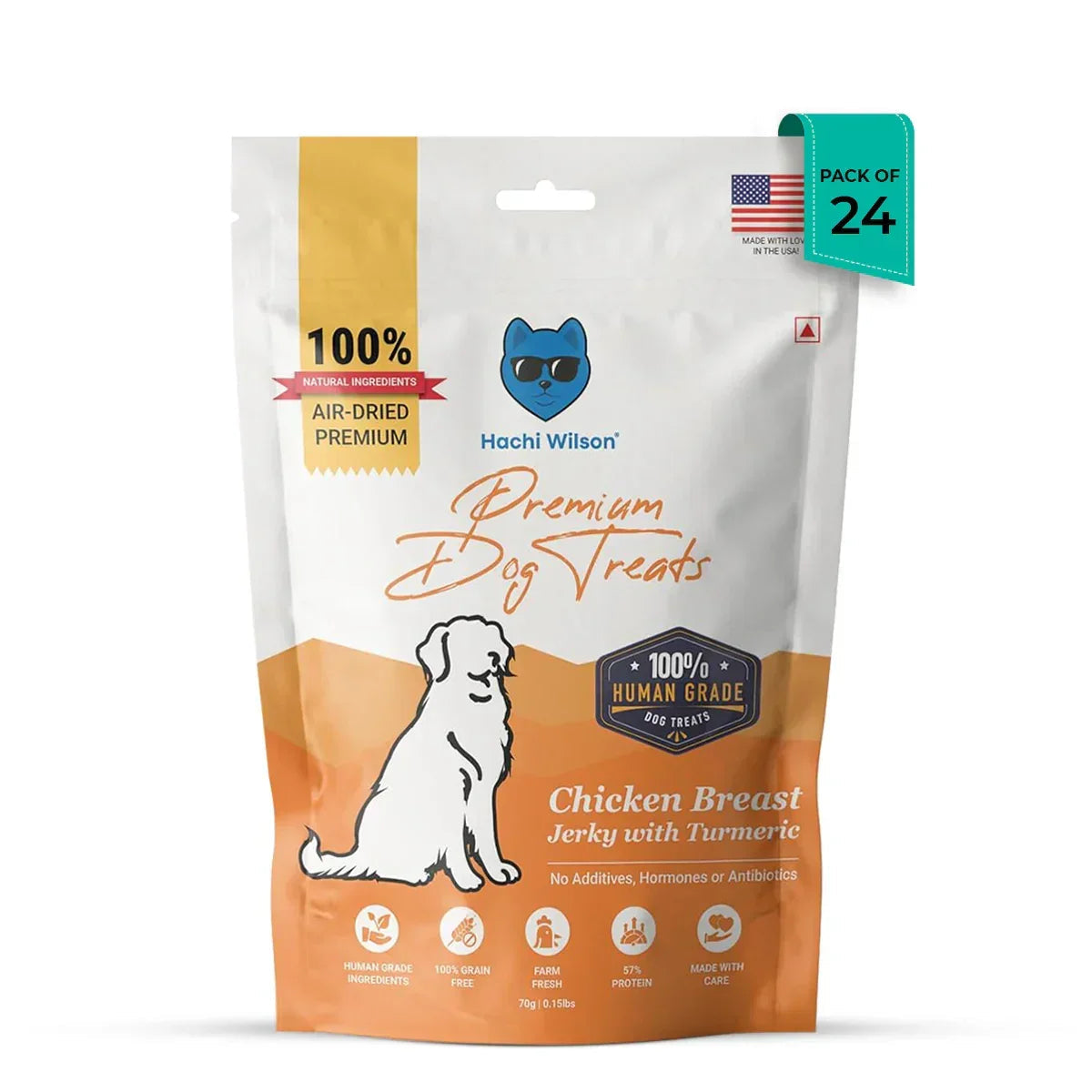 Hachi Wilson premium dog treats chicken breast jerky with turmeric, 100% natural, human grade, zigly
