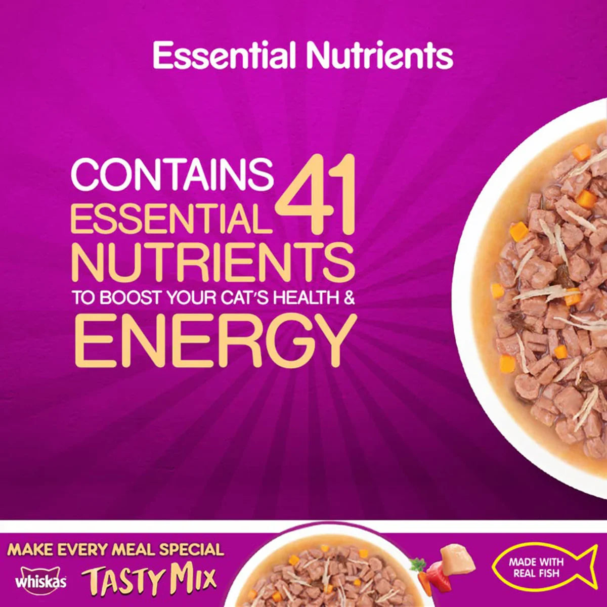 Whiskas Tasty Mix Chicken With Tuna And Carrot In Gravy Wet Cat Food - All Breed Adult (1+ year) - Zigly