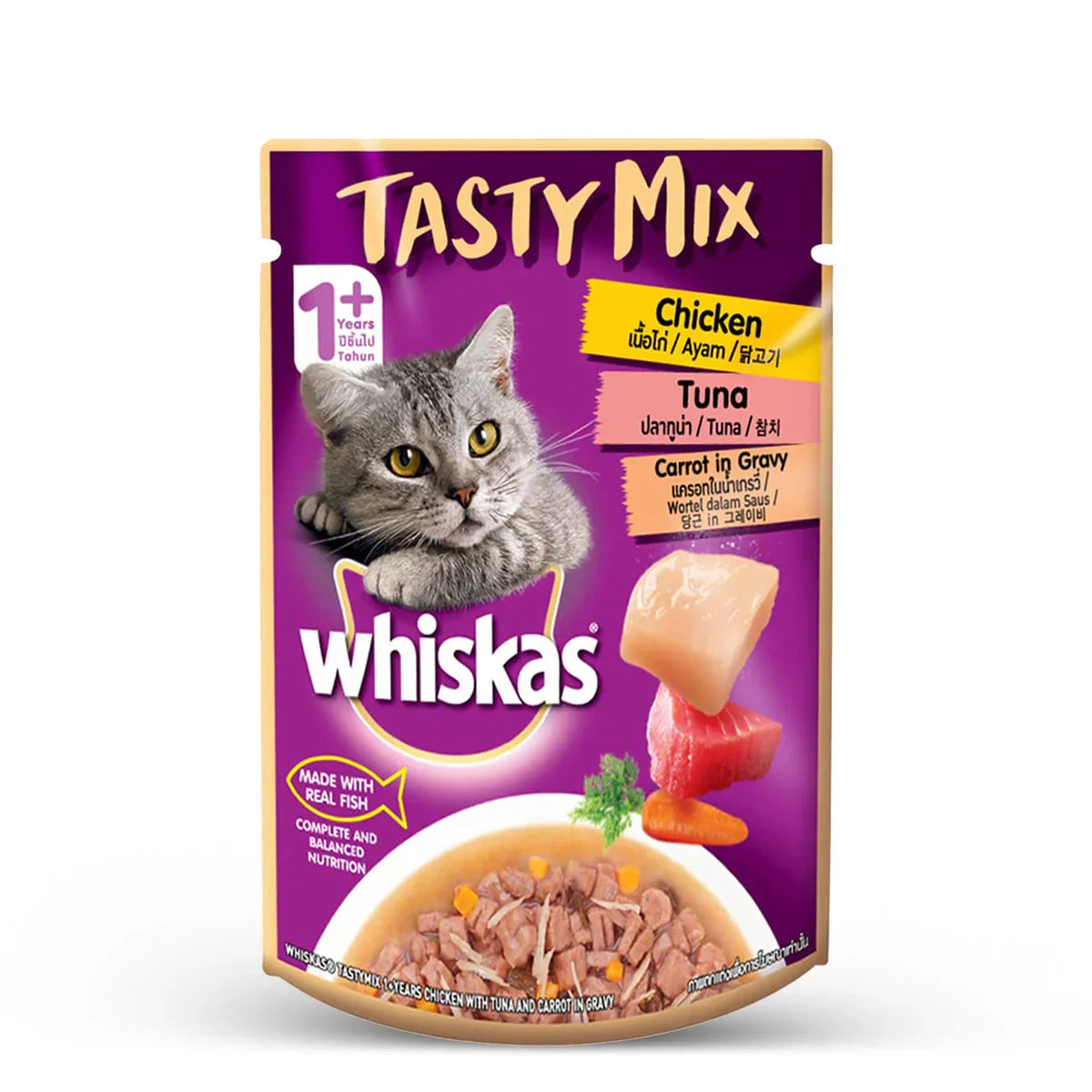 Whiskas Tasty Mix Chicken With Tuna And Carrot In Gravy Wet Cat Food - All Breed Adult (1+ year) - Zigly