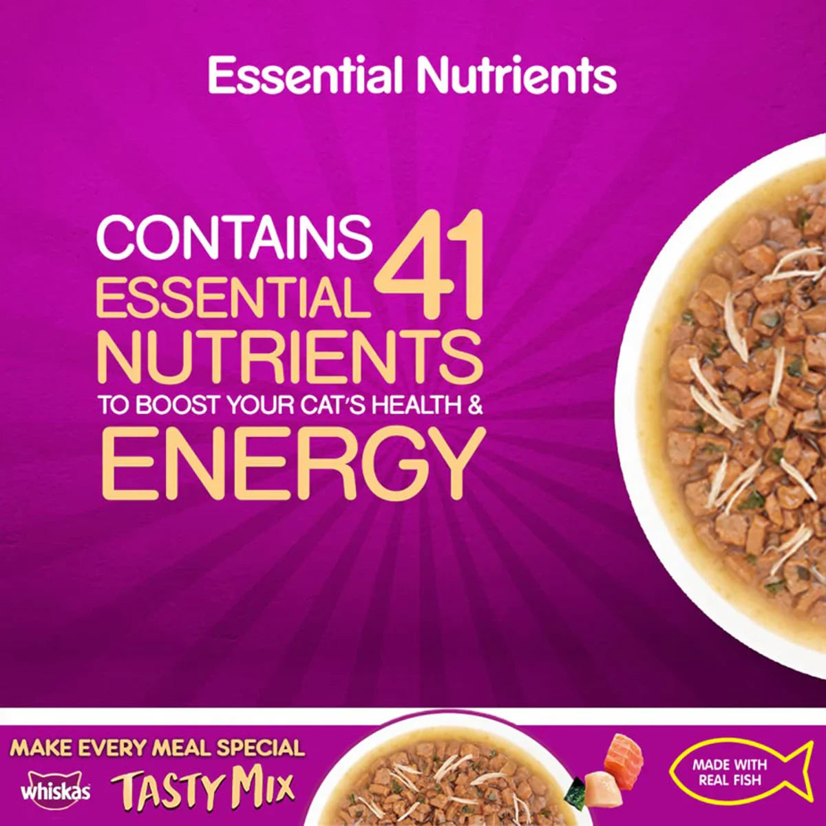 Whiskas Tasty Mix Chicken With Salmon Wakame Seaweed In Gravy Wet Cat Food - All Breed Adult (1+ year) - Zigly