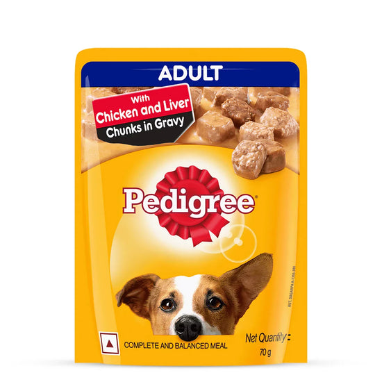 Pedigree Chicken & Liver Chunks in Gravy Wet Dog Food - All Breed Adult - Zigly