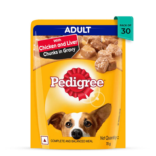 Pedigree Chicken & Liver Chunks in Gravy Wet Dog Food - All Breed Adult - Zigly