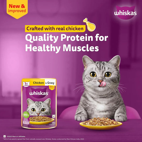 Whiskas Adult Chicken In Gravy Wet Cat Food - 85g - Zigly