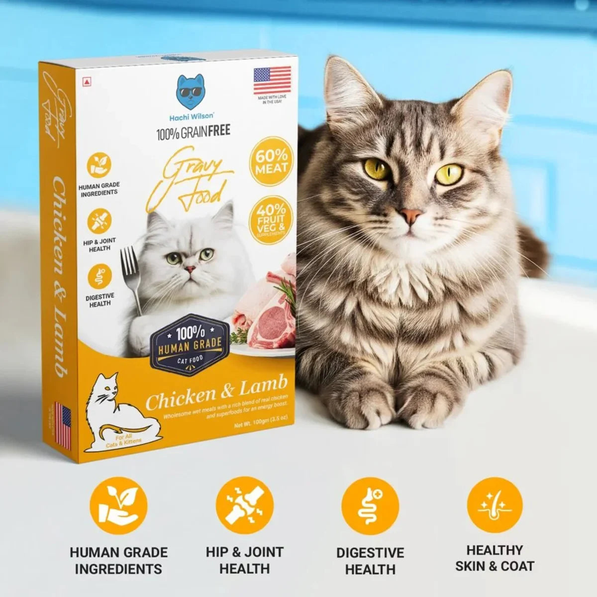 Hachi Wilson Chicken & Lamb Premium Gravy Cat Food - 100g - Zigly