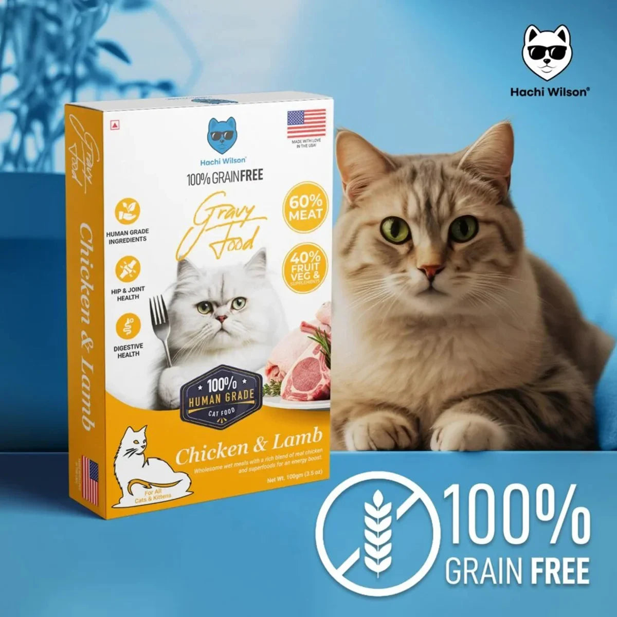 Hachi Wilson Chicken & Lamb Premium Gravy Cat Food - 100g - Zigly