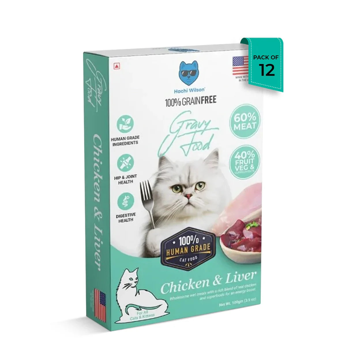 Hachi Wilson Chicken & Liver Premium Gravy Cat Food - 100g