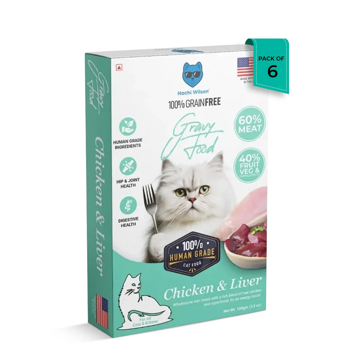 Hachi Wilson Chicken & Liver Premium Gravy Cat Food - 100g