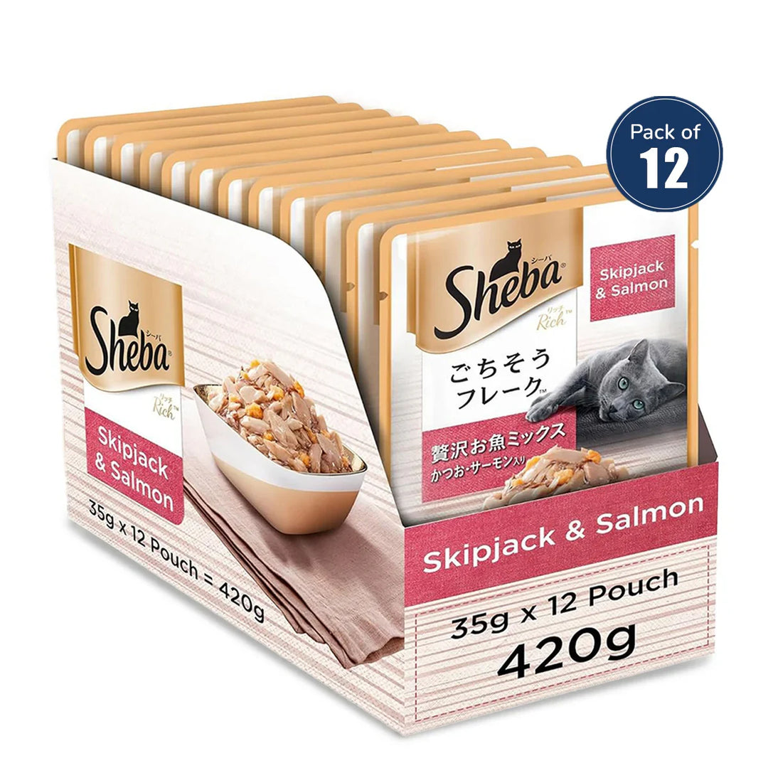 Sheba Rich Fish Mix (Skipjack & Salmon) Premium Wet Cat Food - All Breed Adult - 35g - Zigly