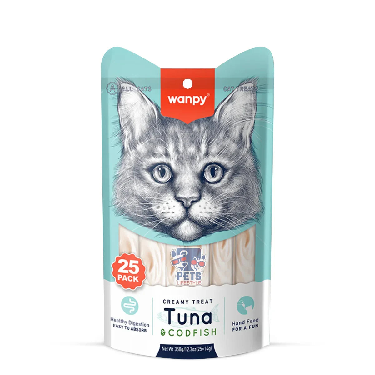 Wanpy Tuna & COD Fish Cat Creamy Treat - 350g (25 x 14g)