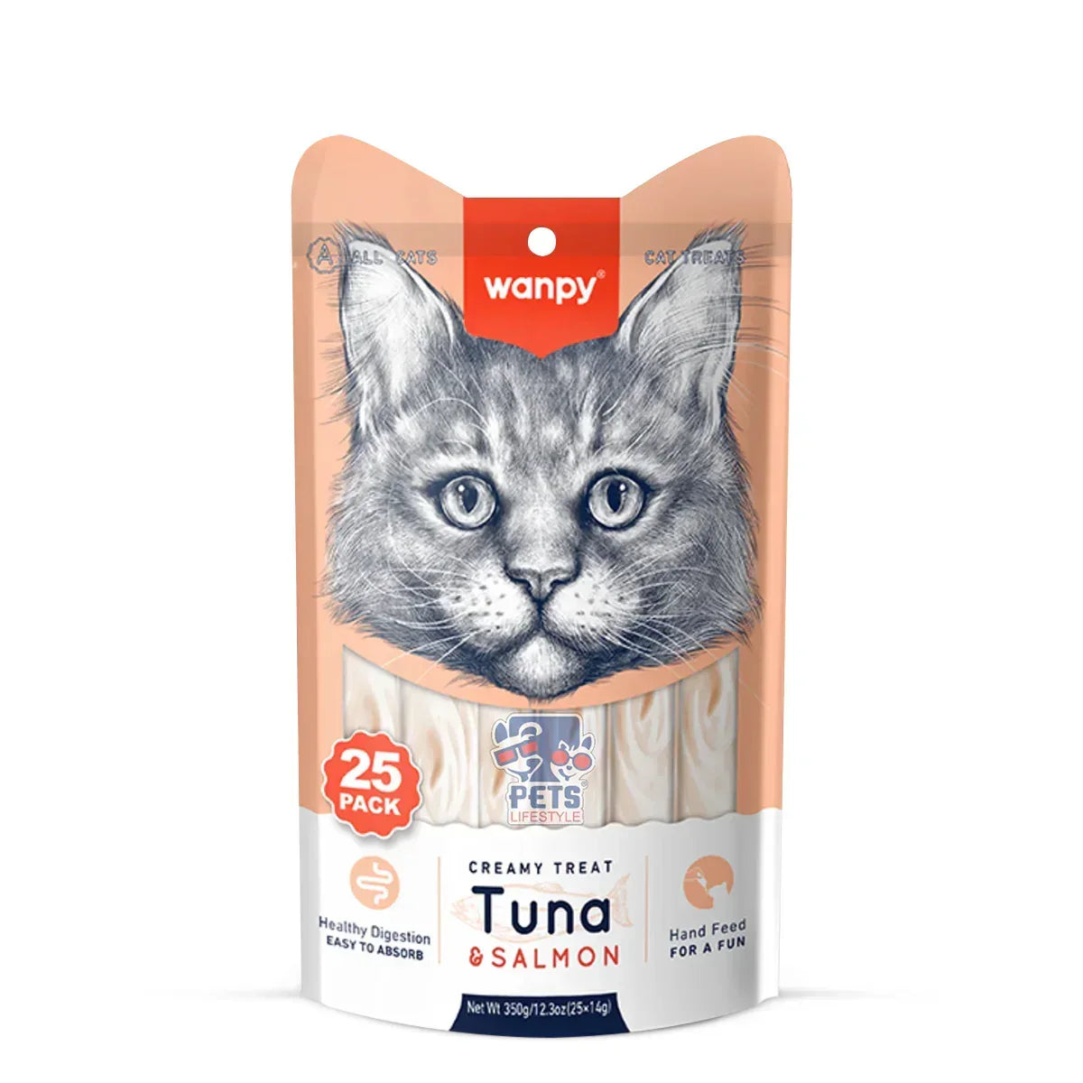 Wanpy Tuna & Salmon Cat Creamy Treat - 350g (25 x 14g)
