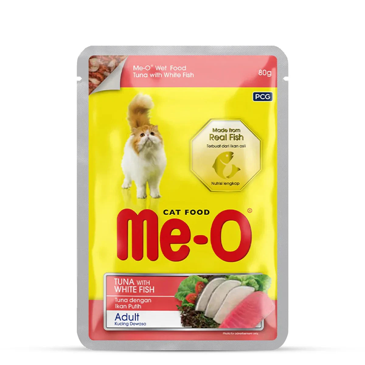 Me-O Tuna White Fish Adult Wet Cat Food - All Breed Adult - 80g - Zigly