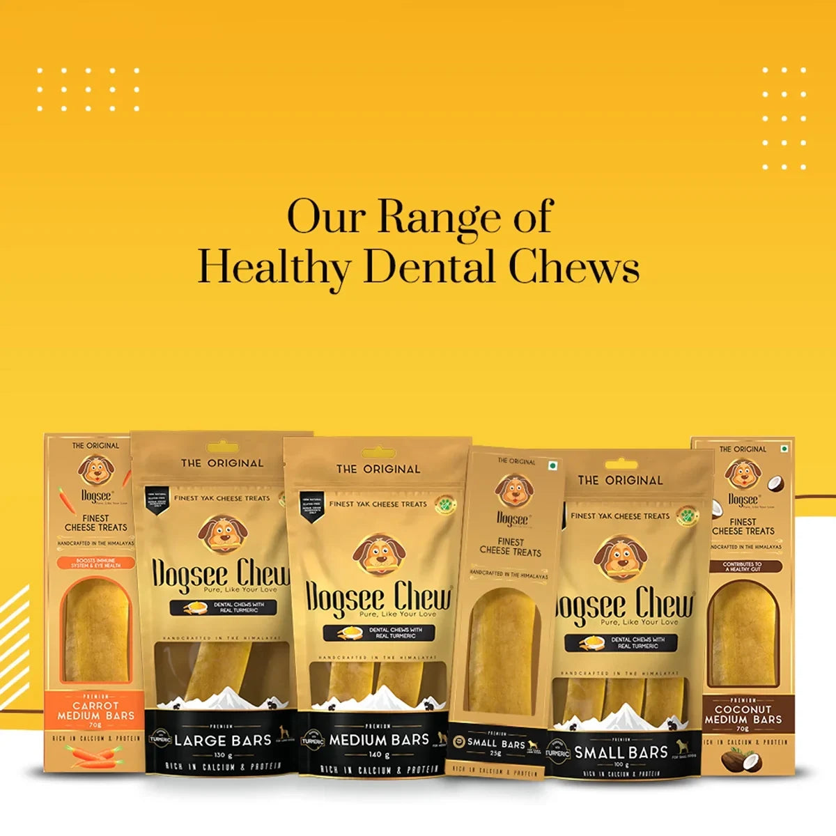Dogsee Chew Turmeric Medium Bars Long-Lasting Dental Chews for Medium Dogs  140g - Zigly