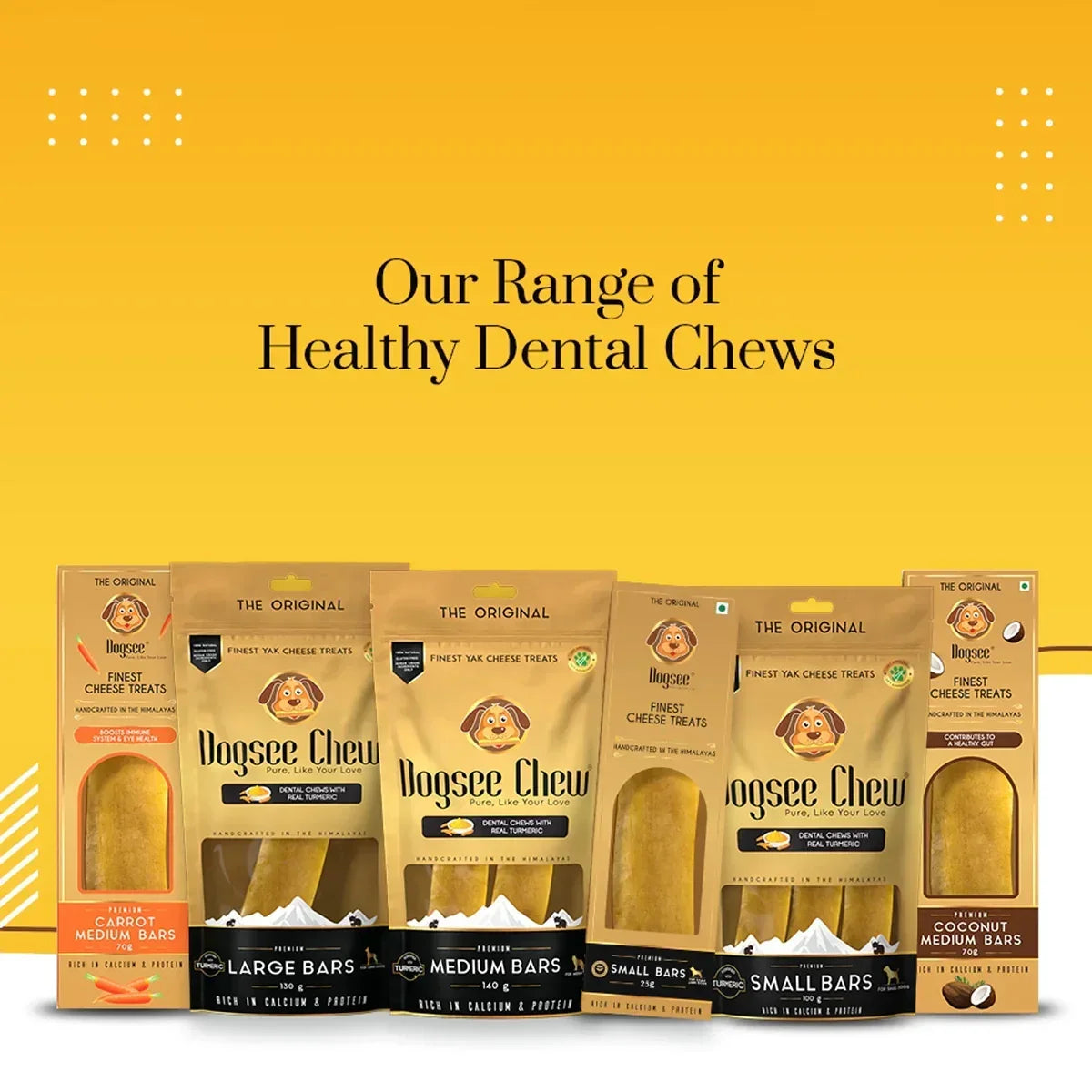 Dogsee Chew Turmeric Medium Bars Long-Lasting Dental Chews for Medium Dogs 140g - Zigly