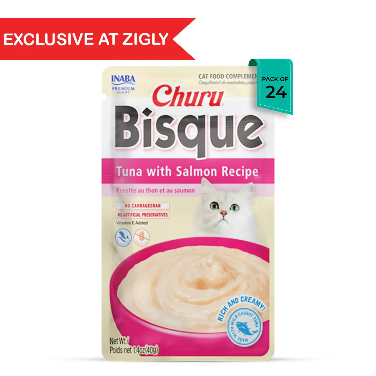 Inaba Churu Bisque Tuna with Salmon Recipe Wet Cat Food - 40 g
