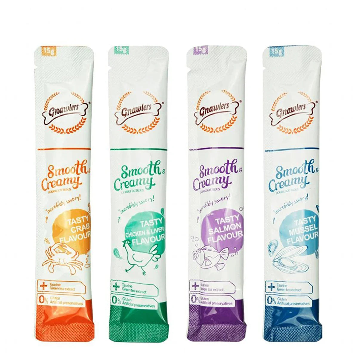 Gnawlers Smooth Creamy Salmon Flavour Cat Treat - 4x15 g - Zigly