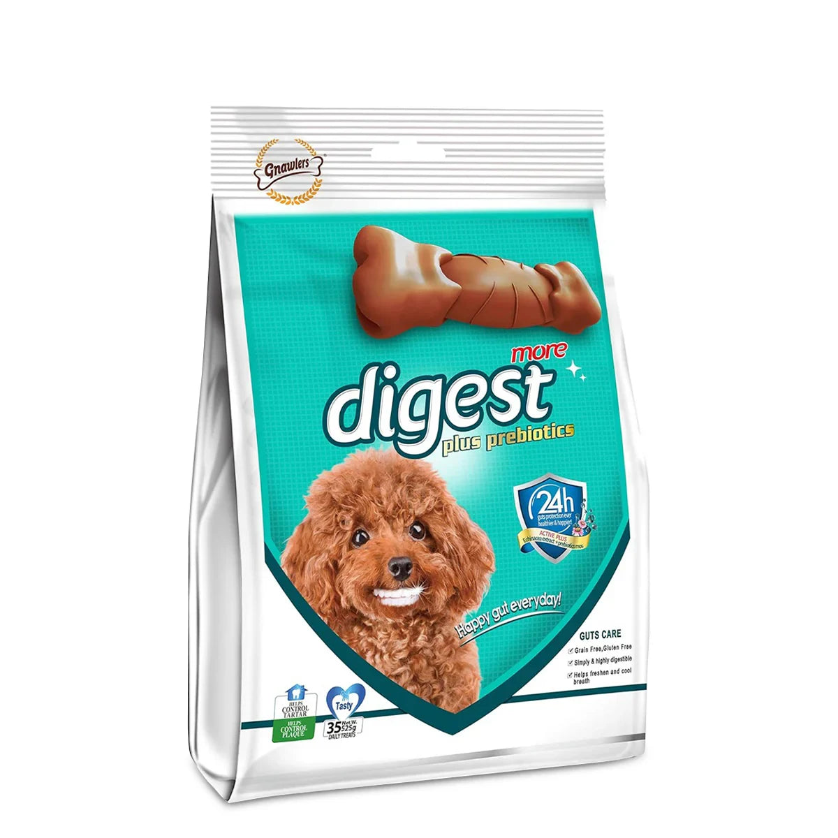 Gnawlers Digest More Plus Prebiotics Dental Dog Treats and Chews - 525g - Zigly