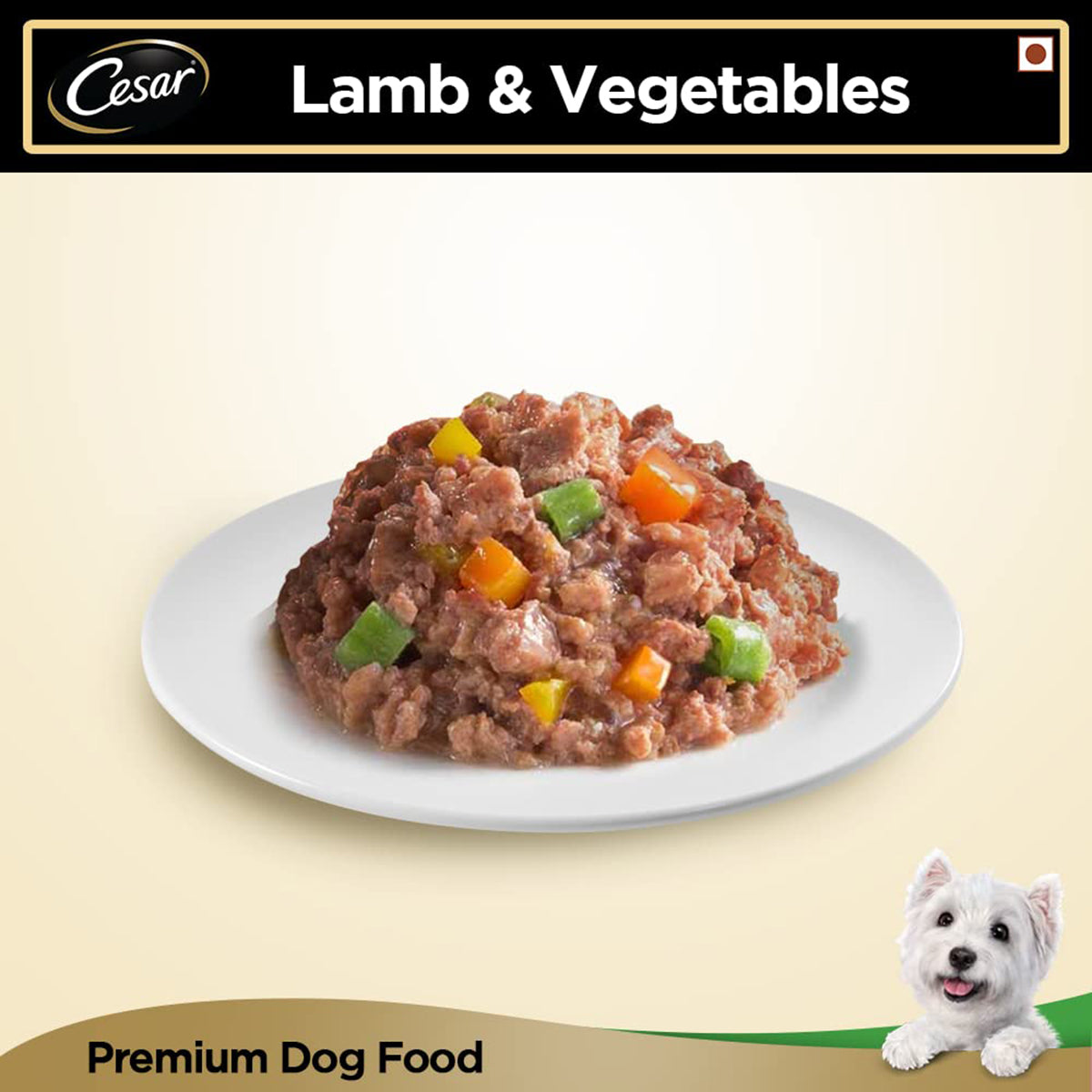 Cesar Gourmet (1+ Years) Lamb & Vegetables Flavour Wet Dog Food - All Breed Adult - 100g - Zigly