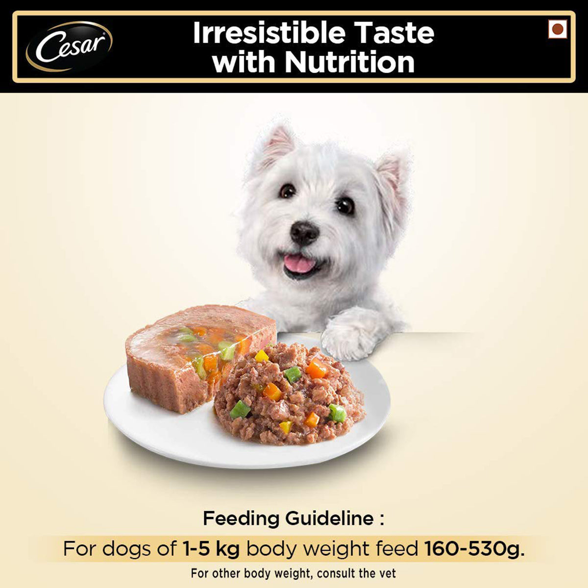 Cesar Gourmet (1+ Years) Lamb & Vegetables Flavour Wet Dog Food - All Breed Adult - 100g - Zigly