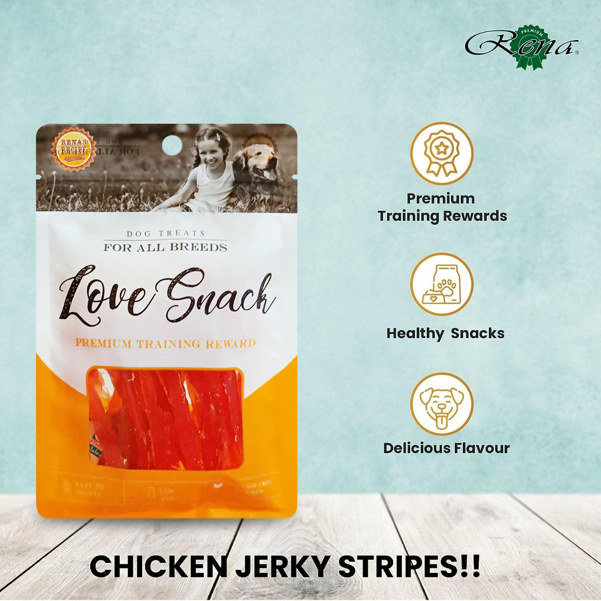 Rena Love Snack Chicken Jerky Stripes Dog Treat - 85g - Zigly