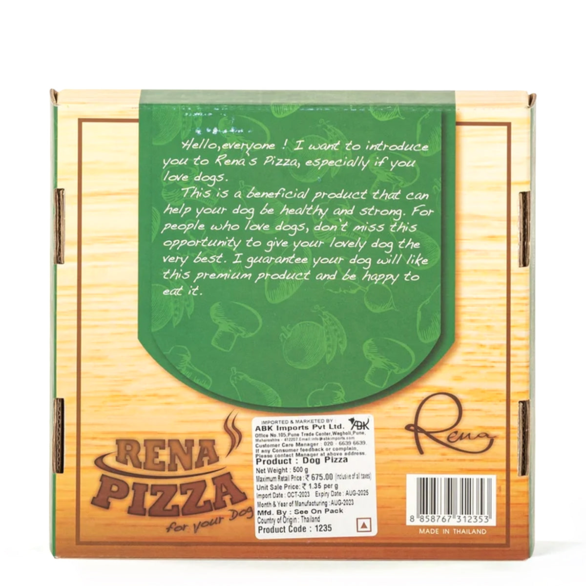 Rena's Dog Pizza - 12 Large Slices - 500g - Zigly