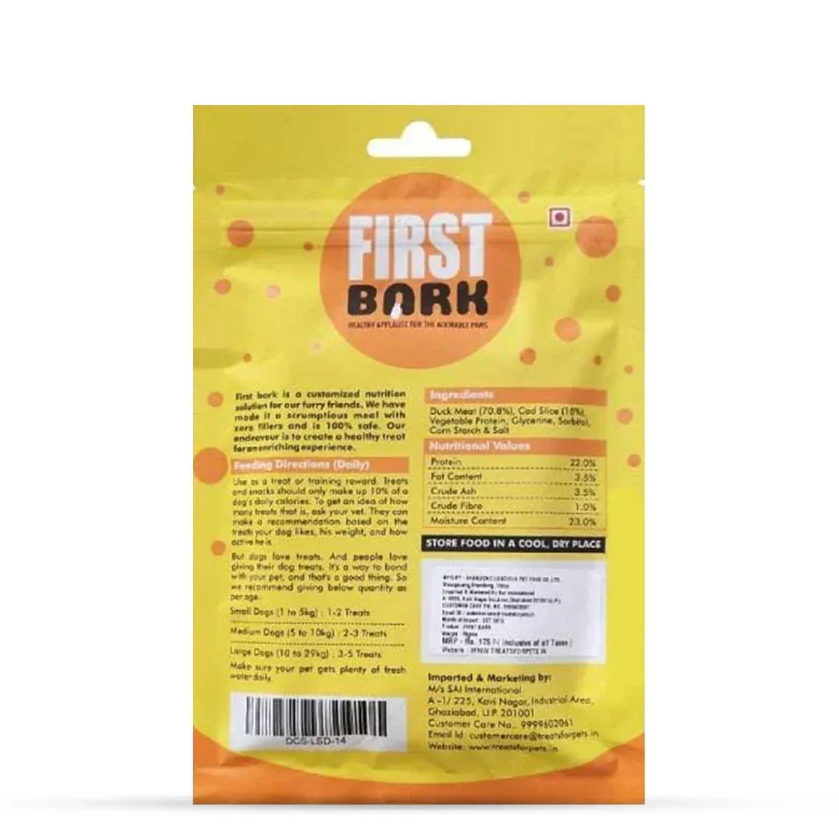 First Bark Duck & Cod Sandwich Dog Treat - 70g - Zigly
